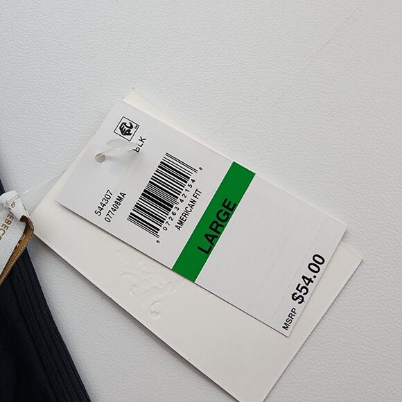 Becca Cheeky Bikini Bottoms Size L Black Fine Line Ribbed American Low Rise Pool - Picture 6 of 7